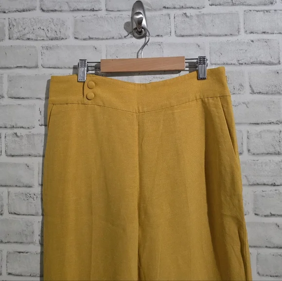 EUC Sezane Georges Linen Blend Trouser Yellow Size 38 / 6 - Picture 5 of 9